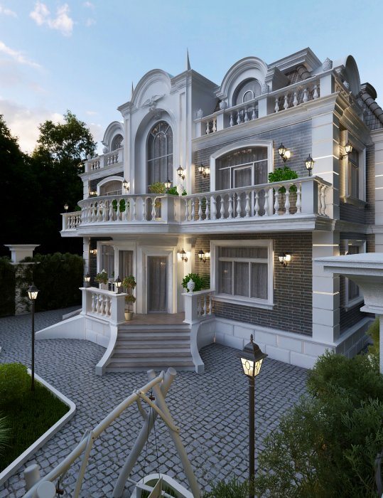 Villa layihəsi detalı — MİNGƏÇEVİR layihəsi (memarlıq üslub, 475 m², 2023), kadr 2/4