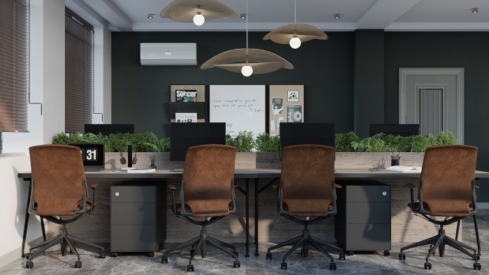 Work Center — modern üslubda mənzil interyeri, 220 m², 2023