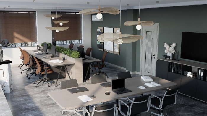 Mənzil interyeri detalı — Work Center (modern üslub, 220 m², 2023), kadr 2/6