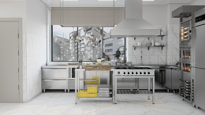 Rest Aron, xidmət mərkəzi üslub, 130 m², 2023: ictimai iaşə məkanı məkan həllərindən kadr 5/5