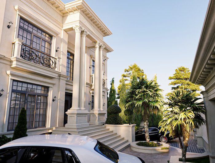 AFİNA layihəsi, neoklassik üslub, 368 m², 2024: villa layihəsi məkan həllərindən kadr 5/7