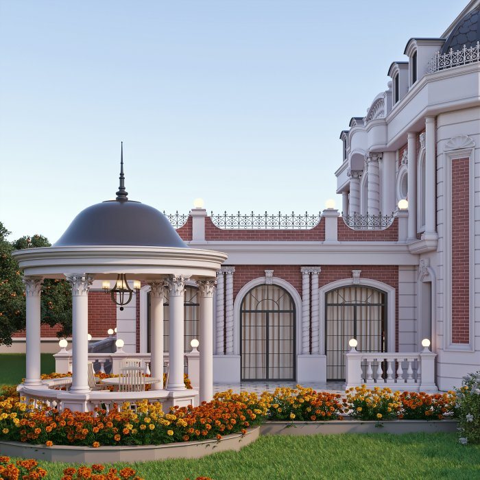 BRİSROL layihəsi, neoklassik üslub, 411 m², 2024: villa layihəsi məkan həllərindən kadr 5/5