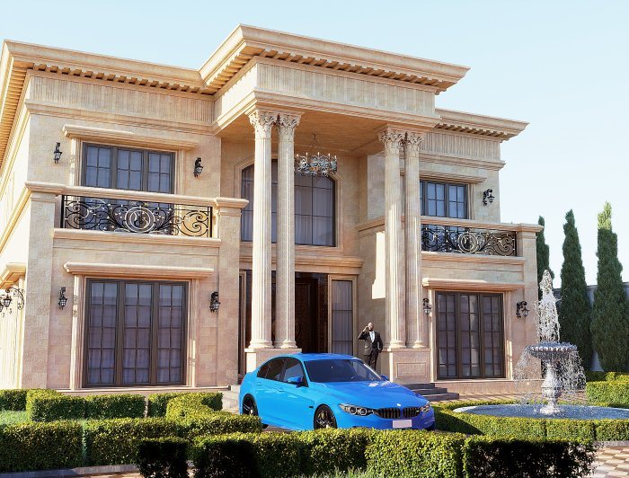 Villa layihəsi detalı — MƏRDƏKAN layihəsi (neoklassik üslub, 355 m², 2024), kadr 2/5