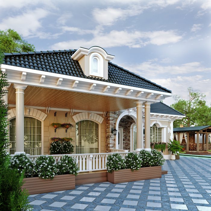 Villa layihəsi detalı — NAĞIL EV 2 layihəsi (neoklassik üslub, 368 m², 2024), kadr 2/6