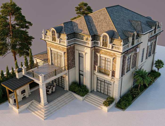 MƏRDƏKAN layihəsi, kadr 6/6: neoklassik üslubda villa layihəsi, 475 m²