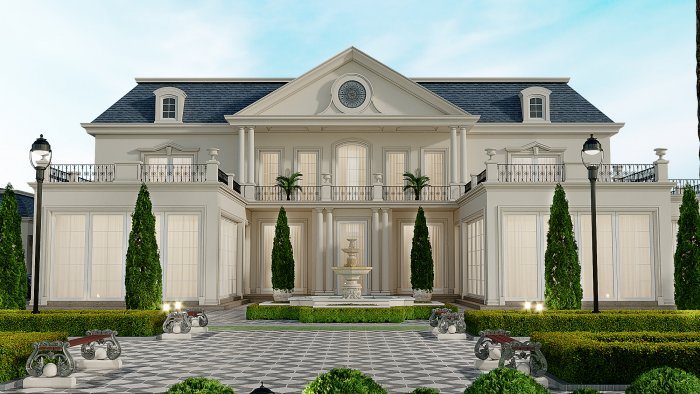 Villa layihəsi detalı — BAKIXANOV layihəsi (neoklassik üslub, 475 m², 2024), kadr 2/6