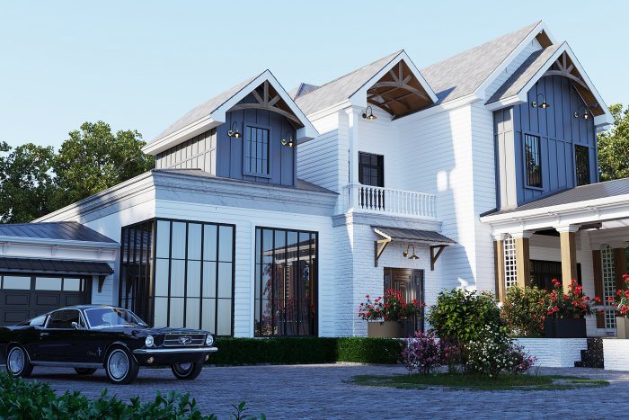 Villa layihəsi detalı — RUSTİK villa layihəsi (neoklassik üslub, 372 m², 2024), kadr 2/6