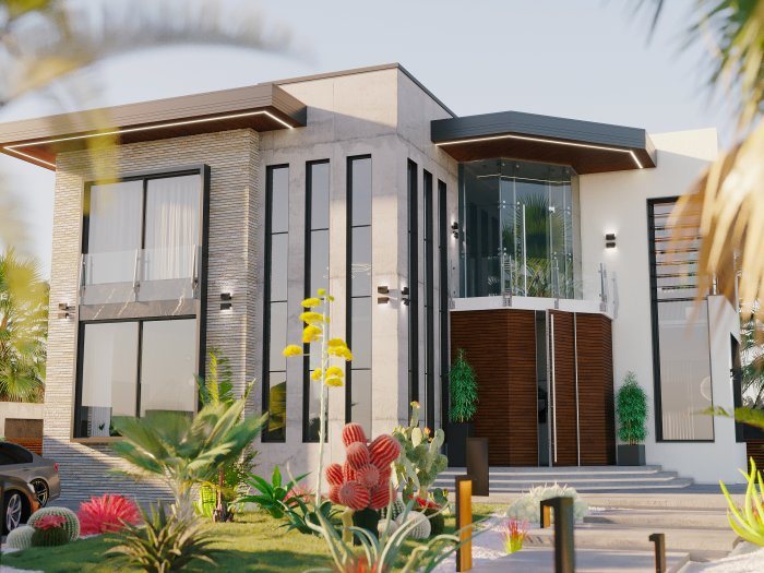 Villa layihəsi detalı — SHADOW HOUSE layihəsi (modern üslub, 311 m², 2024), kadr 2/3