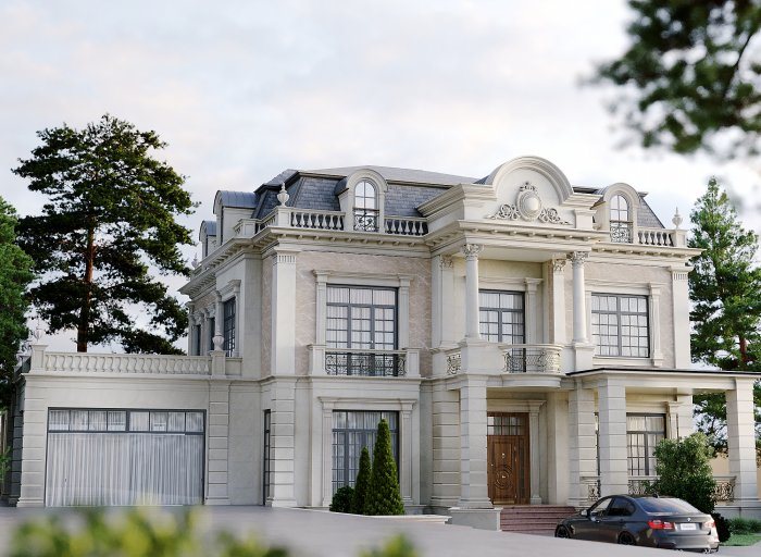 Villa layihəsi detalı — MƏRDƏKAN 5 layihəsi (neoklassik üslub, 371 m², 2024), kadr 2/5