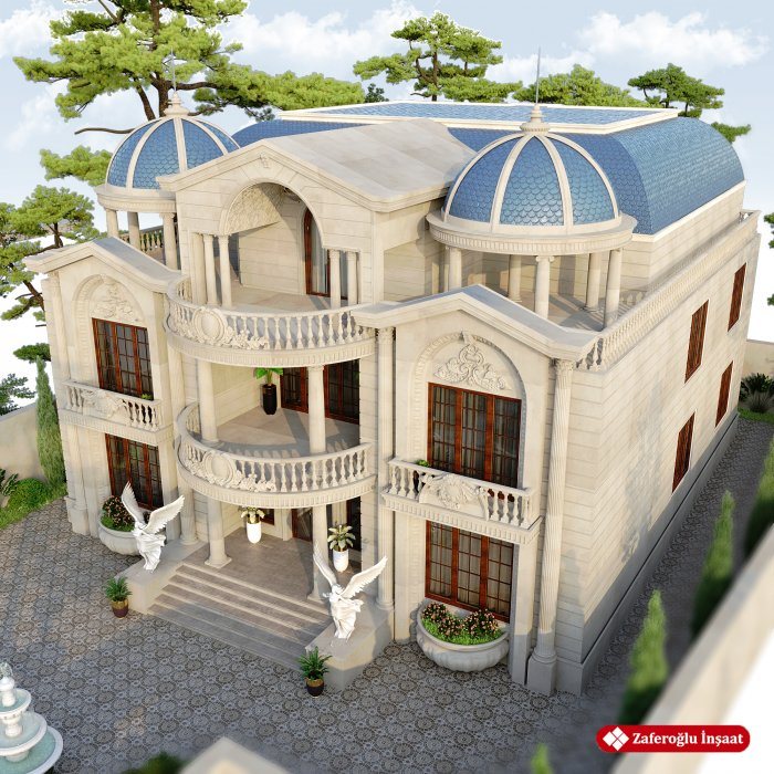 Villa layihəsi detalı — MƏRDƏKAN 7 layihəsi (klassik üslub, 568 m², 2024), kadr 2/6