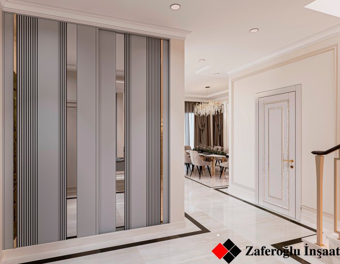 Villa Badam project, kadr 6/7: neoklassik üslubda mənzil interyeri