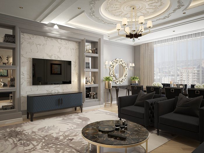 Natech design, kadr 6/6: neoklassik üslubda mənzil interyeri, 260 m²